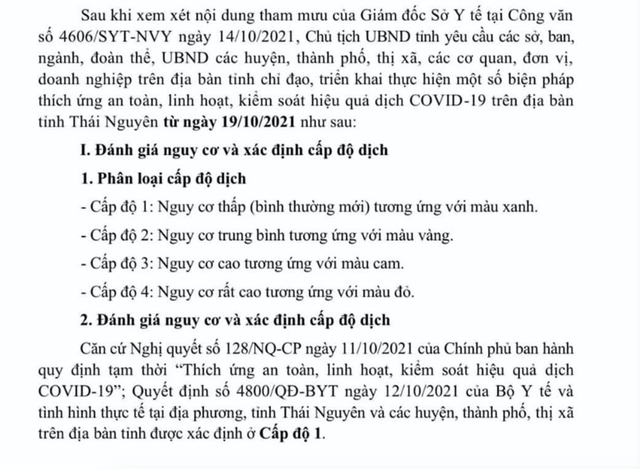 Thái Nguyên bỏ quy định người đến từ vùng cấp độ 1, 2, 3 phải cách ly, lấy mẫu - Ảnh 1.