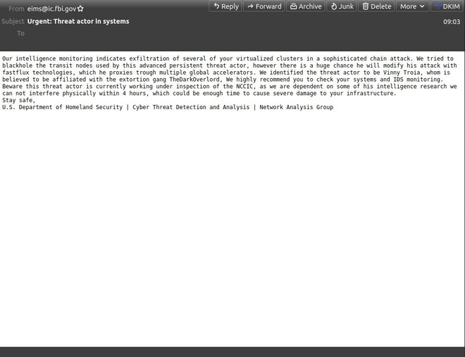 FBI bị tin tặc tấn c&ocirc;ng v&agrave; gửi đi email giả mạo - Ảnh 1.