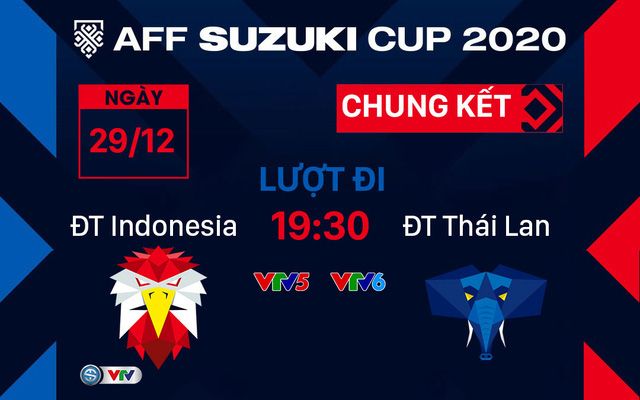 Lịch trực tiếp AFF Cup 2020 hôm nay, 29/12 | ĐT Indonesia - ĐT Thái Lan | 19h30 trên VTV5, VTV6 - Ảnh 1.