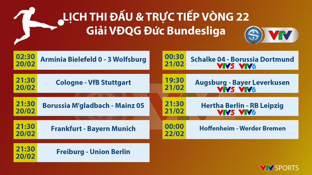 Lịch thi đấu & trực tiếp vòng 22 Bundesliga: Tâm điểm trận Derby Schalke - Dortmund - Ảnh 1.