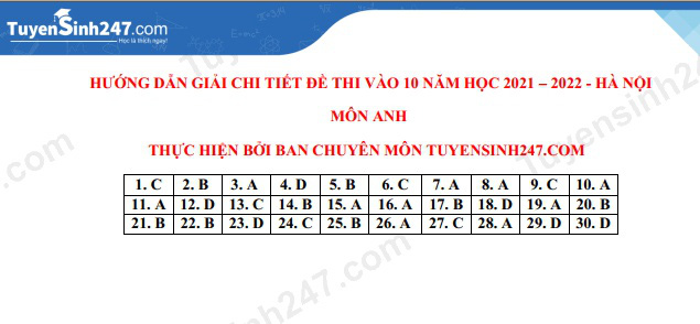 Gợi ý giải đề thi môn tiếng Anh vào lớp 10 ở Hà Nội năm 2021 - Ảnh 8.