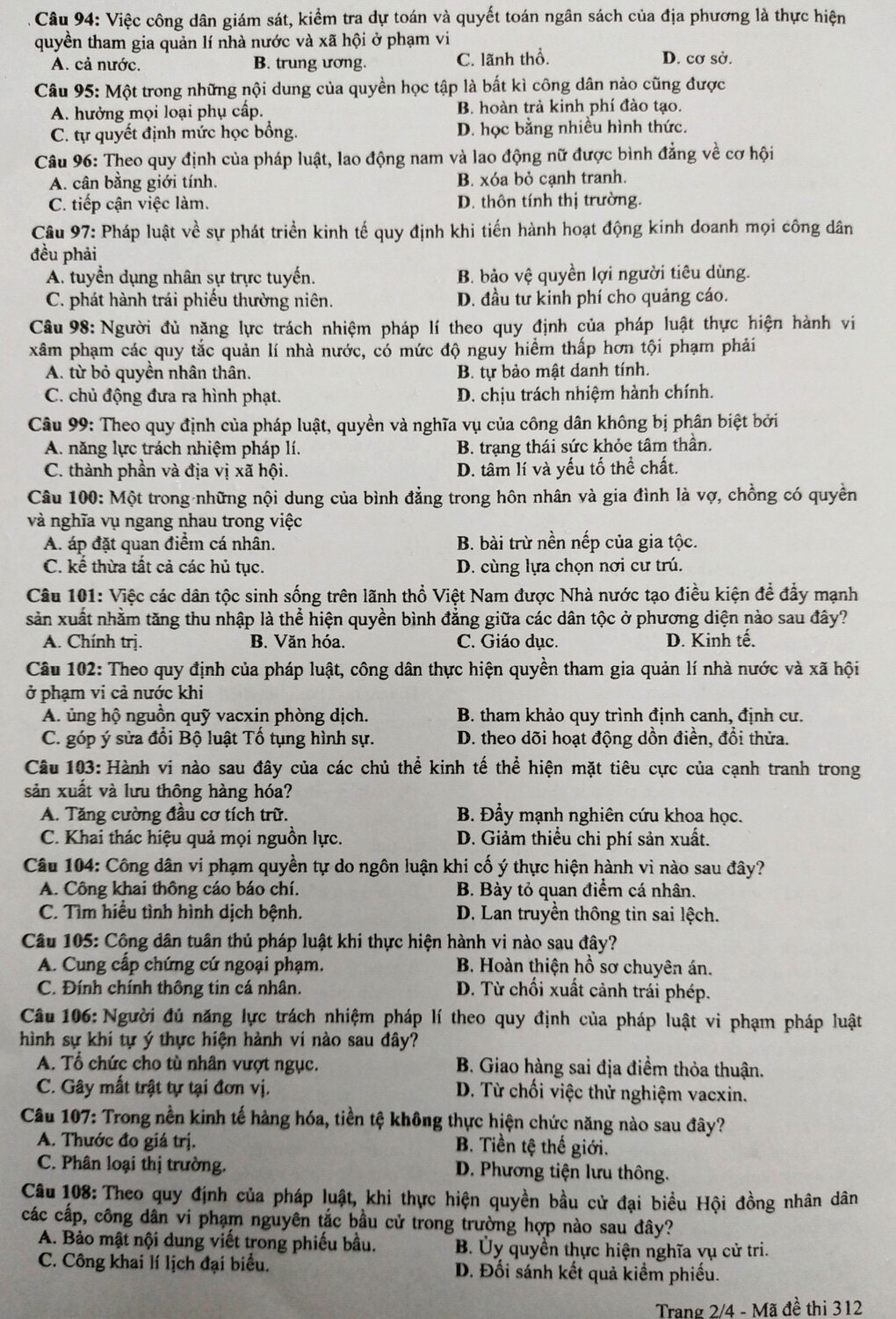 Gợi &yacute; đ&aacute;p &aacute;n b&agrave;i thi Khoa học x&atilde; hội kỳ thi tốt nghiệp THPT năm 2021 - Ảnh 12.