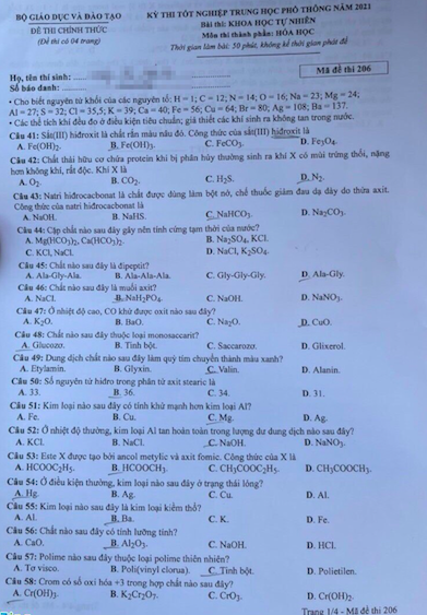 Gợi ý đáp án bài thi Khoa học tự nhiên kỳ thi tốt nghiệp THPT năm 2021 - Ảnh 8.