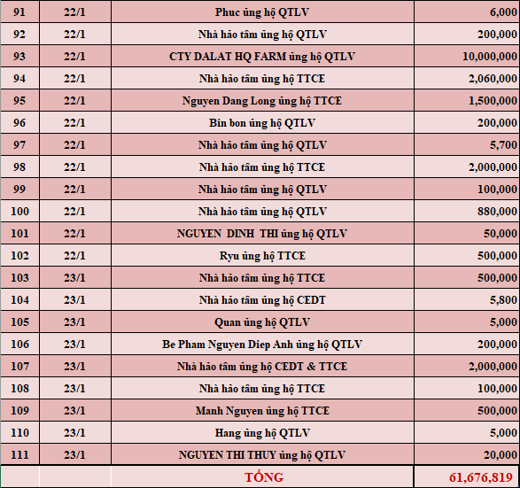 Quỹ Tấm lòng Việt: Danh sách ủng hộ tuần 3 tháng 1/2022 - Ảnh 4.