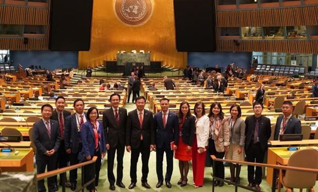 
The Vietnamese delegation to the session (Photo: VNA)

