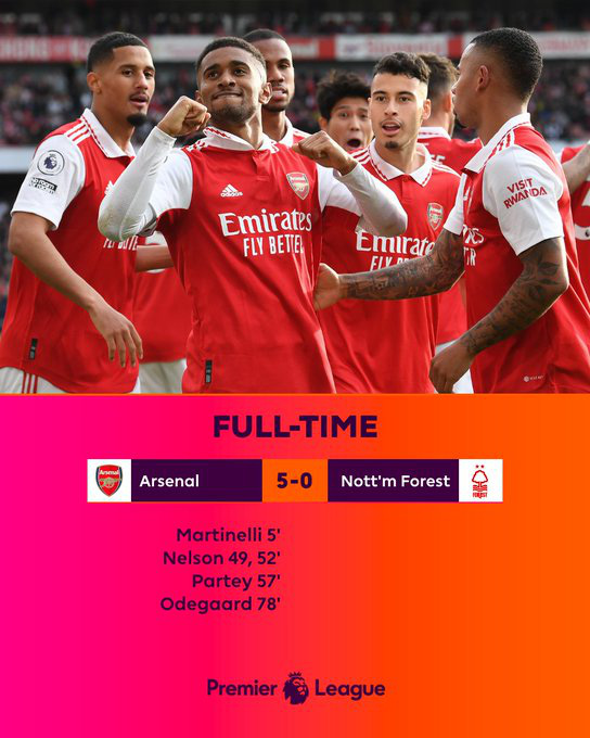 Arsenal 5-0 Nottingham Forest: Saka chấn thương, Nelson rực sáng   - Ảnh 3.