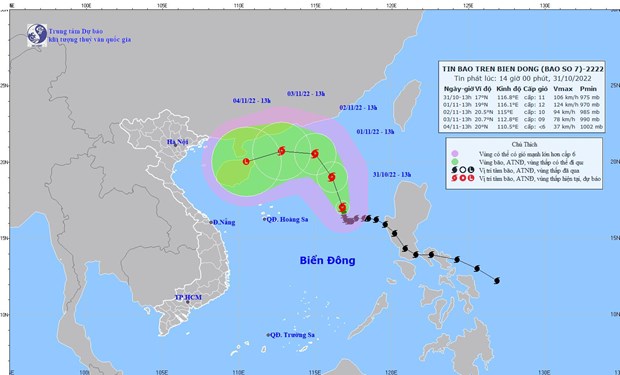 Bão số 7 di chuyển chậm, hướng lên phía Bắc - Ảnh 1.