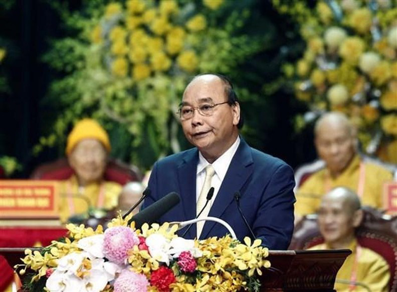 
President Nguyen Xuan Phuc speaks at the event. (Photo: VNA)
