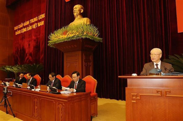 
Party General Secretary Nguyen Phu Trong addresses the meeting on April 22. (Photo: VNA)
