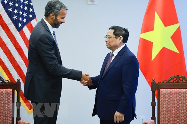 
Prime Minister Pham Minh Chinh receives Chief Strategy Officer and Vice President of Strategy and Corporate Development of Boeing Company Marc Allen (Photo: VNA)
