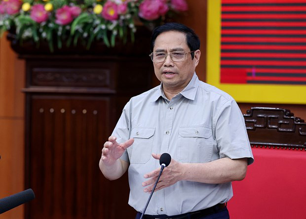 
Prime Minister Pham Minh Chinh speaks at the meeting on May 8. (Photo: VNA)
