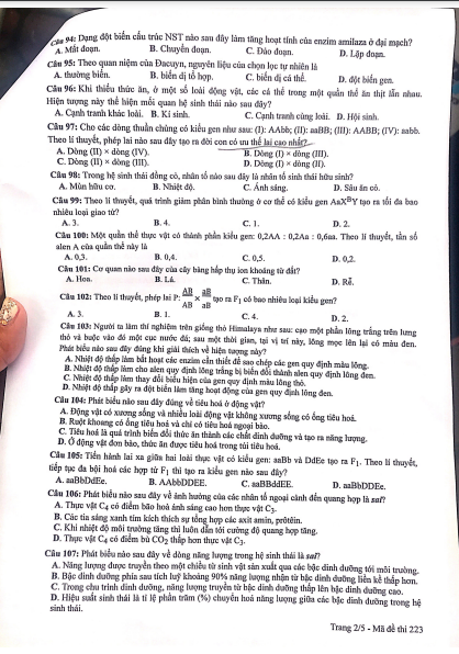 Gợi ý đáp án môn Sinh học trong tổ hợp KHTN - Ảnh 10.