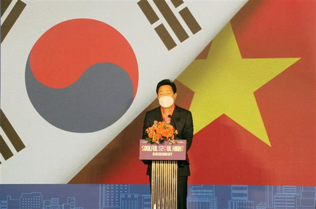 
Seoul Mayor Oh Se-hoon speaks at the event. (Photo: VNA)

