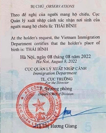 Bộ Công an in thông tin “Nơi sinh” vào mục bị chú của hộ chiếu mới từ 15/9 - Ảnh 1.