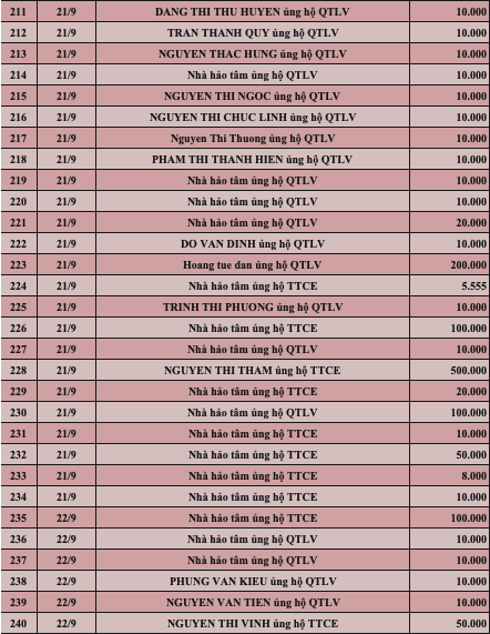 Quỹ Tấm lòng Việt: Danh sách ủng hộ tuần 4 tháng 9/2022 - Ảnh 8.