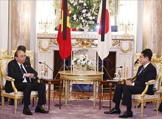 
President Nguyen Xuan Phuc holds talks with Japanese PM Kishida Fumio (Photo: VNA)
