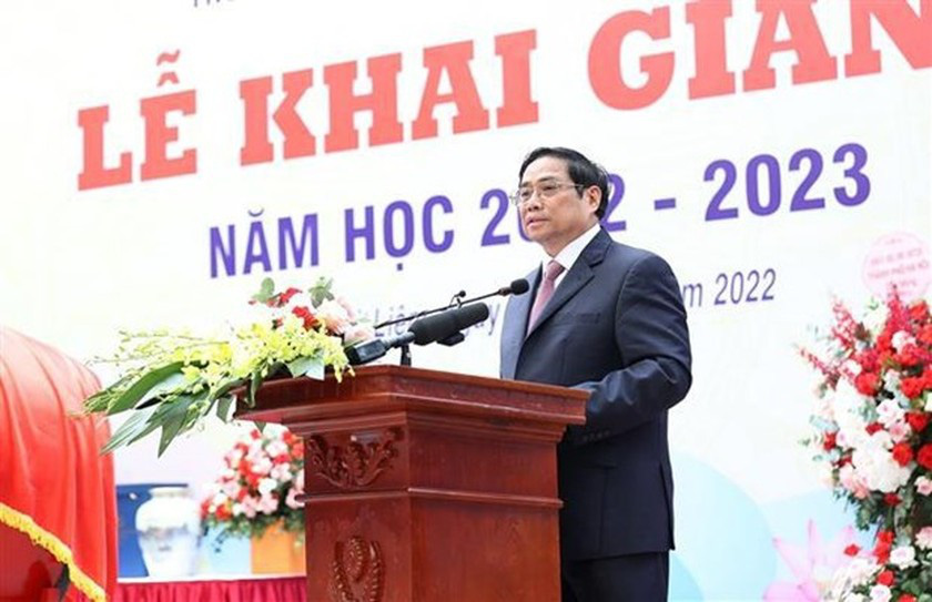 
Prime Minister Pham Minh Chinh delivers a remark at the ceremony. (Photo: VNA)
