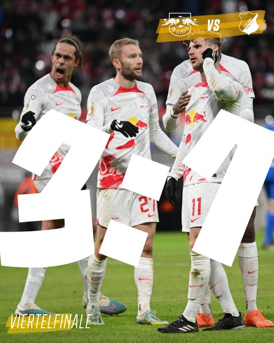 RB Leipzig thắng thuyết phục Hoffenheim tại vòng 1/8 Cúp Quốc gia Đức - Ảnh 1. RB Leipzig thắng thuyết phục Hoffenheim tại vòng 1/8 Cúp Quốc gia Đức - Ảnh 1.