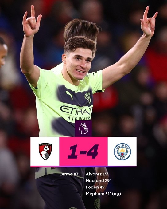 Haaland ghi bàn, Man City thắng cách biệt Bournemouth - Ảnh 1.