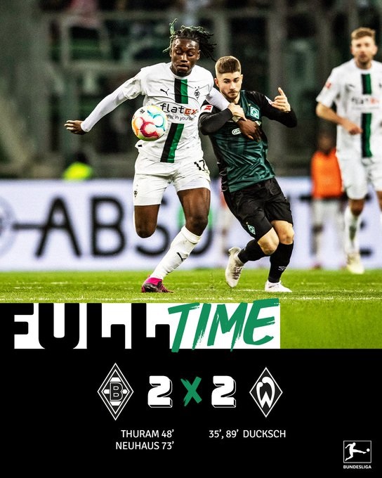 Werder Bremen và Monchengladbach chia điểm kịch tính - Ảnh 1.