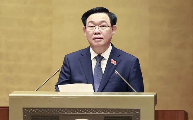 
NA Chairman Vuong Dinh Hue speaks at the Q&amp;A session on March 20 (Photo: VNA)
