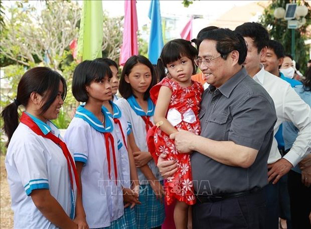 
Prime Minister Pham Minh Chinh visits the SOS Children’s Village Nha Trang. (Photo: VNA)
