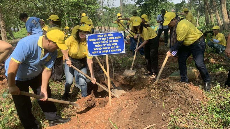 
The delegation of overseas Vietnamese in Ho Chi Minh City participate in activities responding to the tree planting festival.
