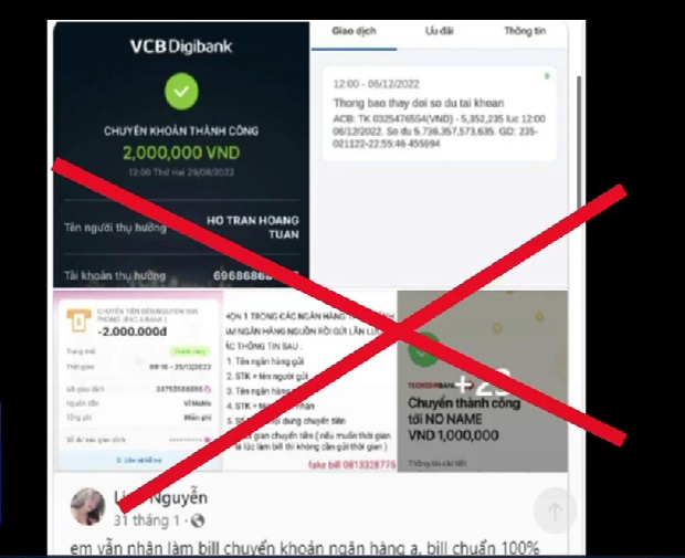 Tràn lan các hội nhóm rao bán hóa đơn chuyển khoản ngân hàng giả - Ảnh 1.