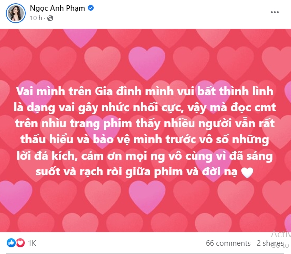 Ngọc Anh lên tiếng về vai tiểu tam trong Gia đình mình vui bất thình lình - Ảnh 2.