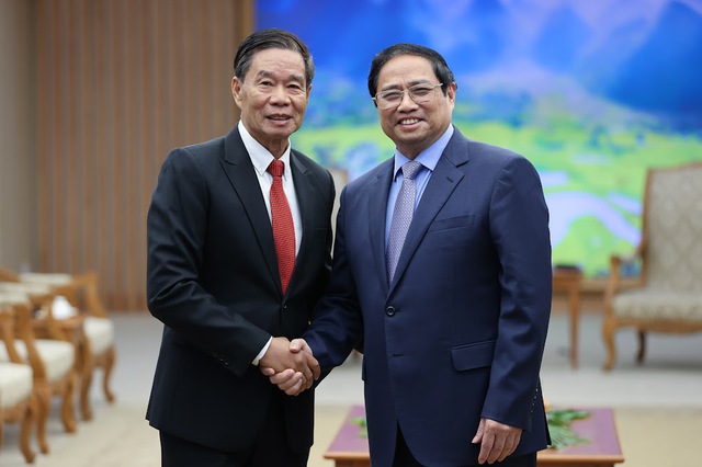 Thủ tướng Phạm Minh Chính tiếp Chủ tịch Ủy ban Trung ương Mặt trận Lào xây dựng đất nước - Ảnh 1. Thủ tướng Phạm Minh Chính tiếp Chủ tịch Ủy ban Trung ương Mặt trận Lào xây dựng đất nước - Ảnh 1.