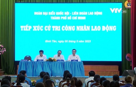 Cử tri công nhân đóng góp ý kiến xây dựng luật - Ảnh 1.