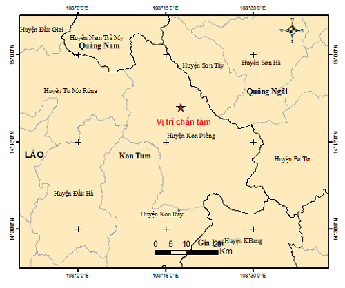 Trận động đất thứ 5 trong ngày tại Kon Plông (Kon Tum) có độ lớn 4.0 - Ảnh 1.