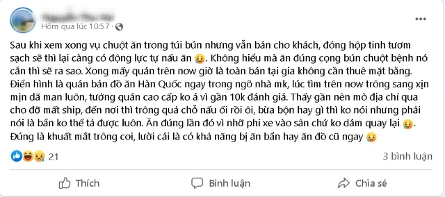 Xử phạt, dừng hoạt động quán ăn có chuột ngồi chễm trệ trên túi bún - Ảnh 4. Xử phạt, dừng hoạt động quán ăn có chuột ngồi chễm trệ trên túi bún - Ảnh 4.