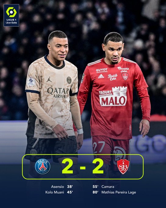 Brest giành 1 điểm ngay trên sân của PSG - Ảnh 1.