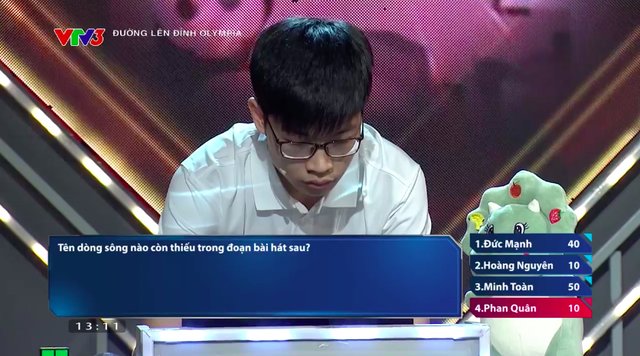 
Contestant Phan Quân from Phan Đình Phùng High School, Hanoi.
