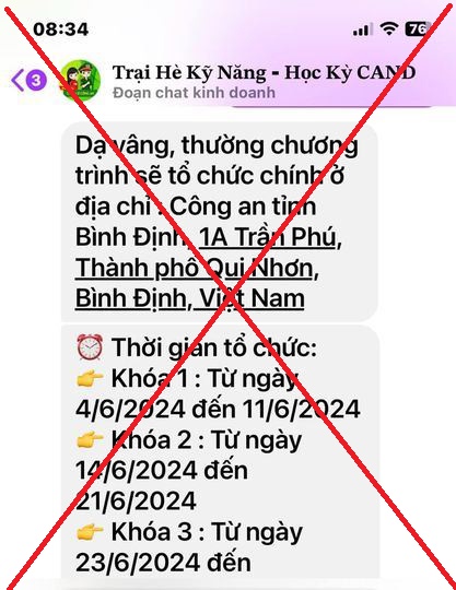 Cảnh báo lừa đảo đăng ký trại hè kỹ năng, học kỳ công an ở nhiều tỉnh thành - Ảnh 1.