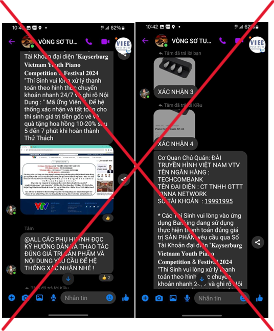 Lại thêm chiêu trò mạo danh VTV tổ chức cuộc thi piano quốc tế để lừa đảo - Ảnh 1.