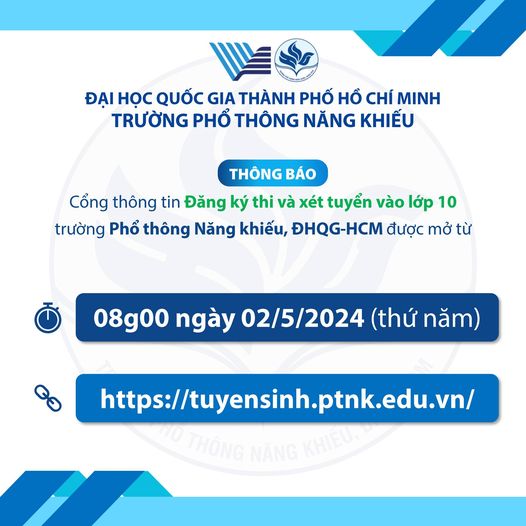 Trường Phổ thông Năng khiếu chính thức mở Cổng  thông tin đăng ký thi và xét tuyển vào lớp 10 - Ảnh 1.