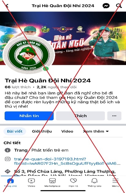 Đăng ký “Trại hè Quân đội Nhí 2024” cho con, người phụ nữ bị lừa hơn 1 tỷ đồng - Ảnh 1.