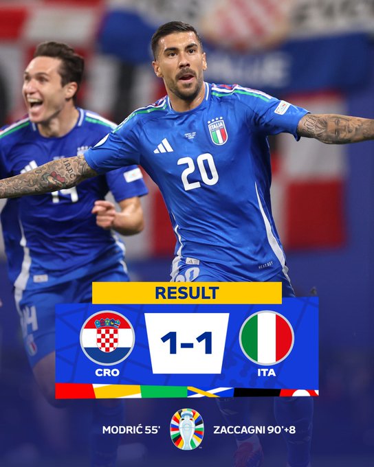 EURO 2024 | Croatia 1-1 Italia: Kịch tính phút bù giờ, nhà ĐKVĐ thoát hiểm - Ảnh 1.