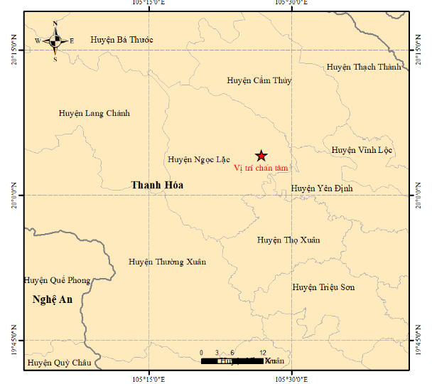 Động đất có độ lớn 4,1 tại huyện Ngọc Lặc, tỉnh Thanh Hóa - Ảnh 1.