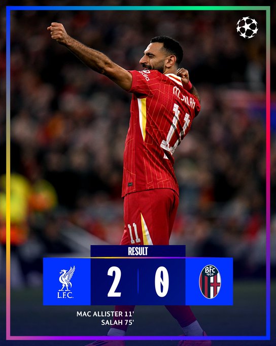 Champions League: Liverpool đánh bại Bologna, vươn lên vị trí thứ 5   - Ảnh 2.