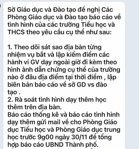 Tin nhắn yêu cầu các trường ‘bắt và kiểm điểm’ giáo viên dạy thêm là giả mạo  - Ảnh 1.