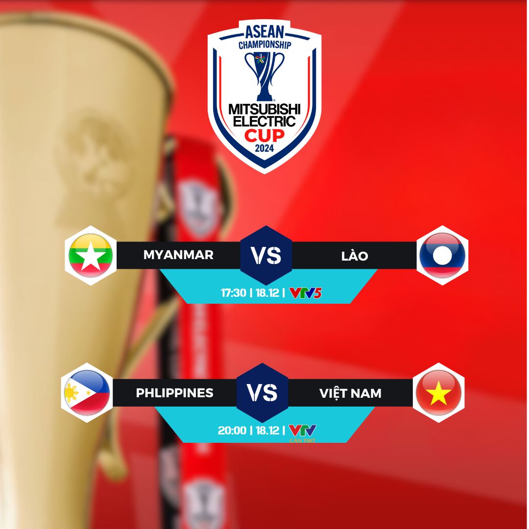 Lịch thi đấu và trực tiếp Asean Cup 2024 hôm nay, 18/12: Myanmar vs Lào; Philippines vs Việt Nam - Ảnh 1.