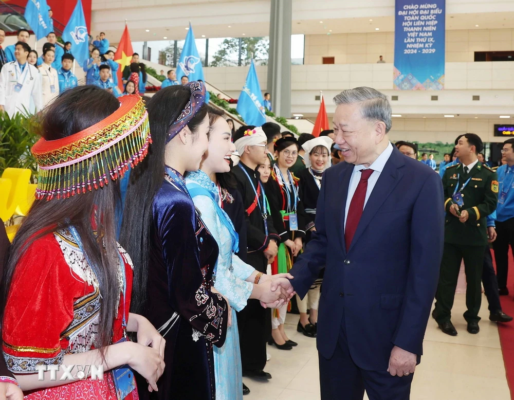 Tổng Bí thư Tô Lâm dự Phiên trọng thể Đại hội Hội Liên hiệp Thanh niên Việt Nam lần 9 - Ảnh 3.