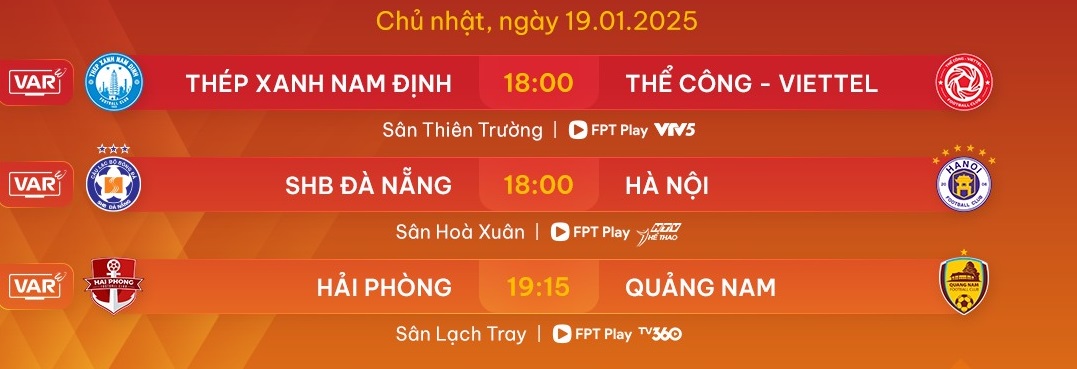 Lịch thi đấu và trực tiếp V.League ngày 19/1: Tâm điểm Thép Xanh Nam Định - Thể Công Viettel - Ảnh 1.