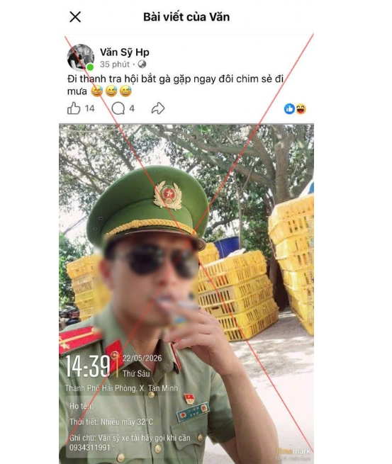 Dùng ảnh ghép mặc quân phục công an đăng Facebook, một người bị phạt 7,5 triệu đồng - Ảnh 1.