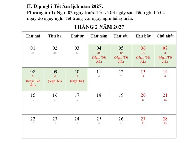 Đề xuất phương án nghỉ Tết Nguyên đán 2027- Ảnh 1.