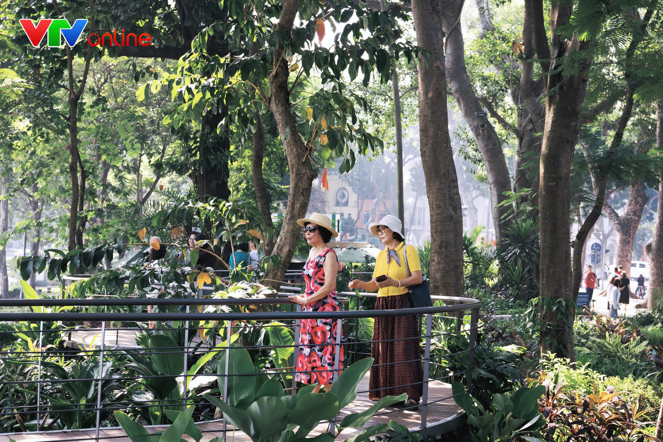 Không gian "Dải lụa ký ức" bên hồ Hoàn Kiếm thu hút người dân, du khách - Ảnh 2.