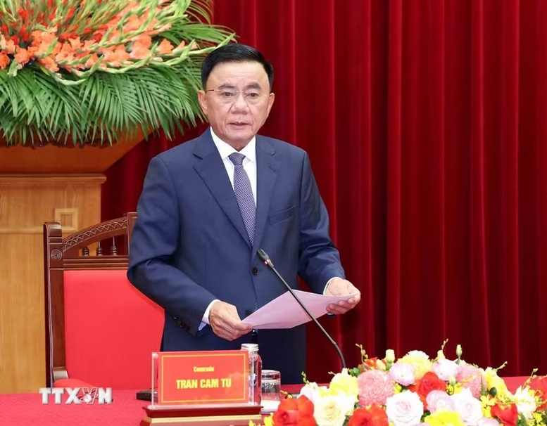 Thường trực Ban B&iacute; thư Trần Cẩm T&uacute; tiếp Đo&agrave;n c&aacute;n bộ cao cấp Đảng Nh&acirc;n d&acirc;n C&aacute;ch mạng L&agrave;o - Ảnh 2.